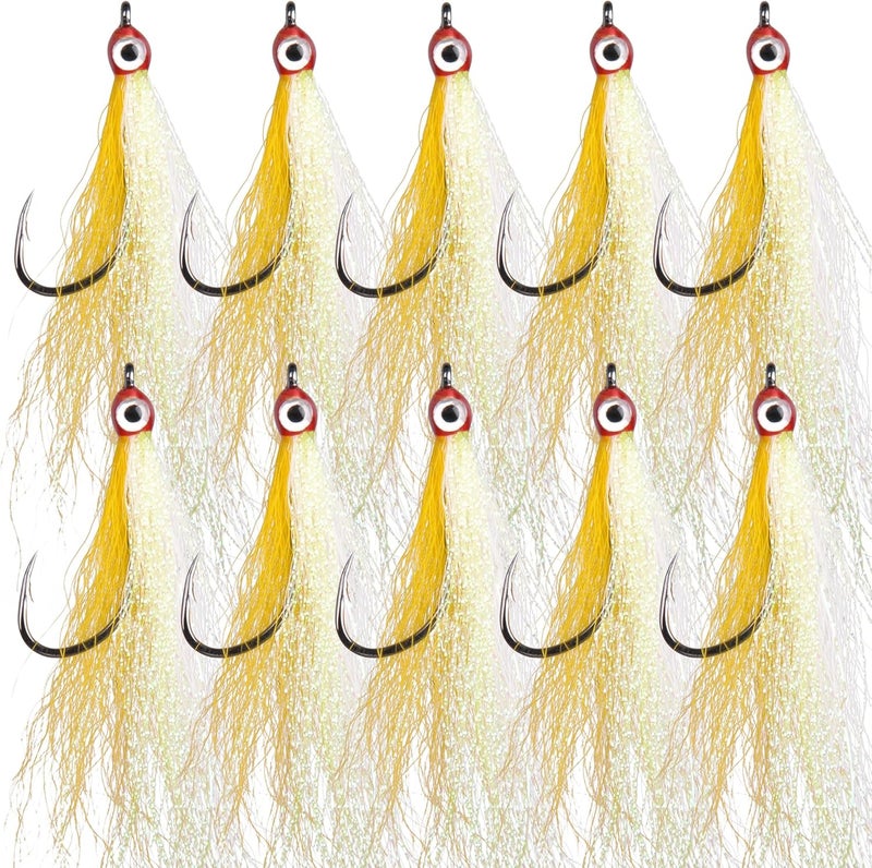 FUSIGO Clouser Minnow Fishing Flies, 10pcs Saltwater Fly Fishing Lures Hand Tied Clouser Minnow Fly Streamer Hooks for Bass Striper Flounder Saltwater Freshwater - Image 1